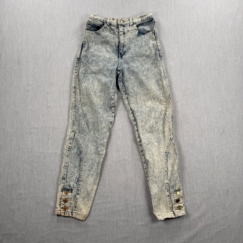 Seruchi Paris Vintage Acid Wash High Waist Tapered Leg Jeans Blue Cotton Size 30